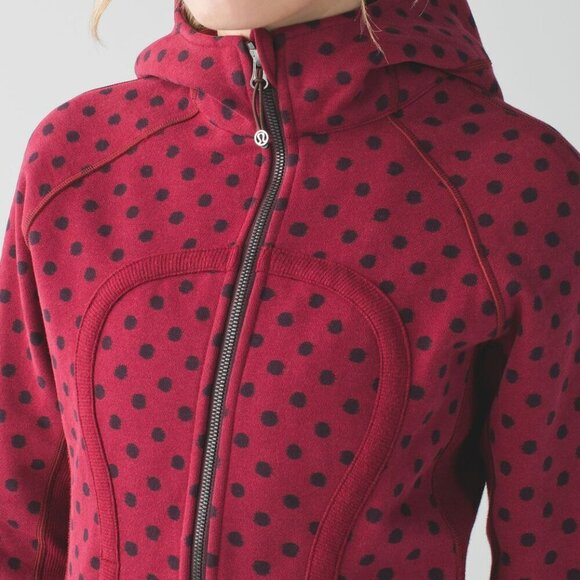 Scuba red polka dot Lululemon jacket Size 10 Red Color Rare Size - Picture 4 of 14